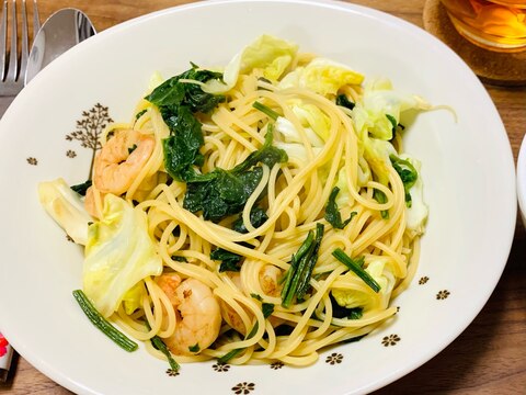 冷凍海老で簡単❗️バター醤油パスタ